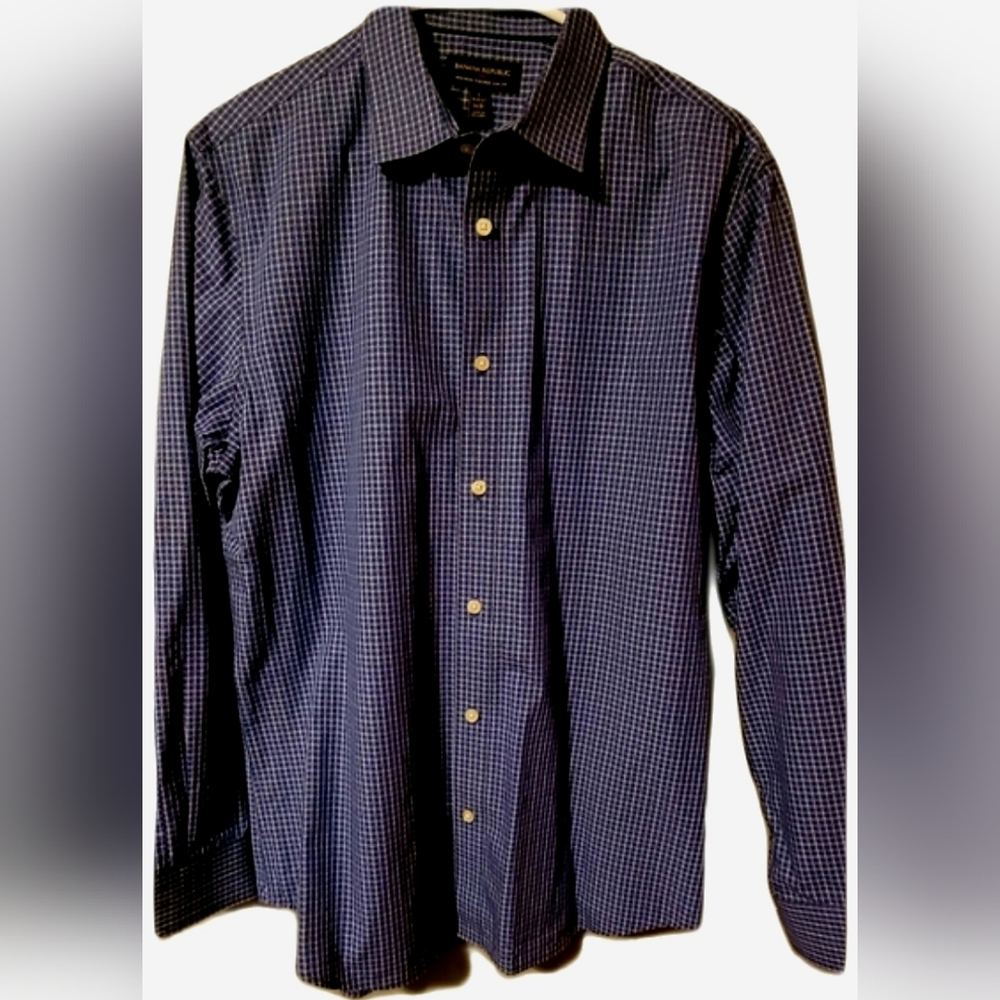 Banana Republic Gingham Dress Shirt Large Quiet Luxury Business Casual